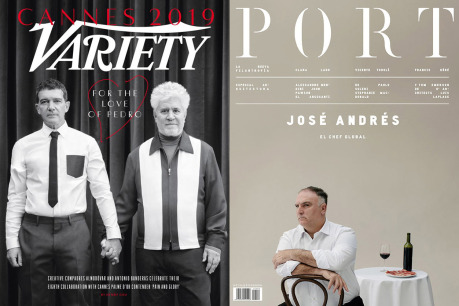  Left: Pedro Almodovar & Antonio Banderas by Nico Bustos for Variety / Right: José Andrés by Javier Salas for PORT gallery
